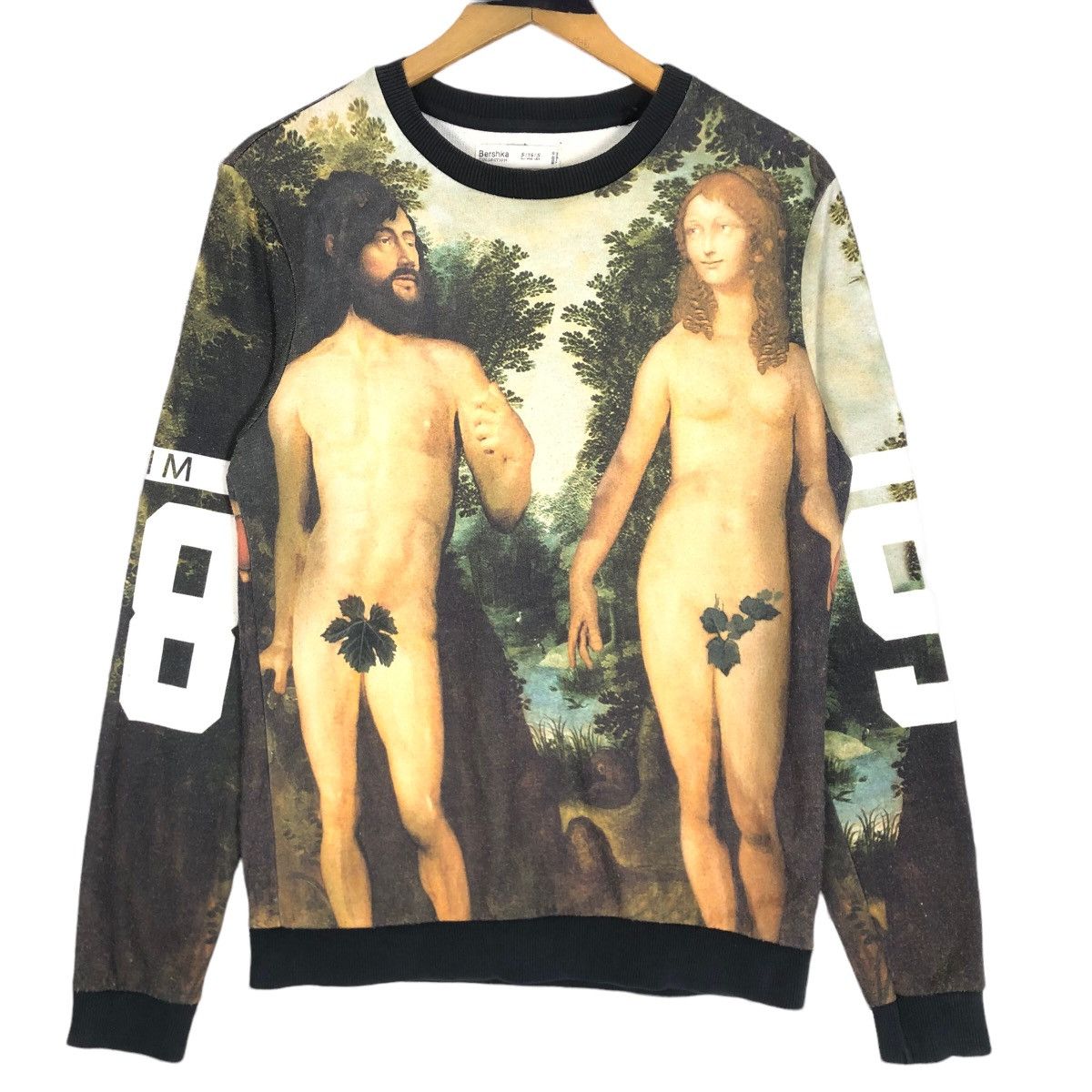 Bershka Adam And Eve Crewneck Full Print Sweatshirt