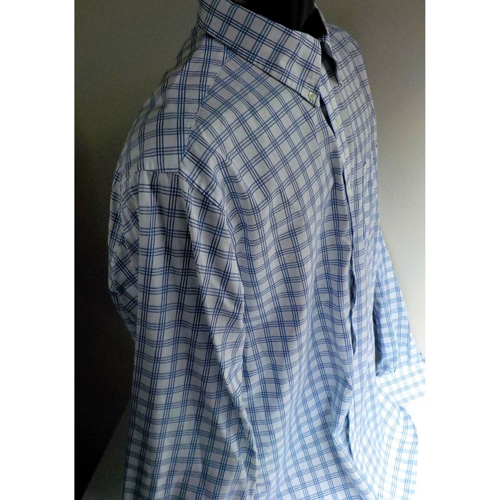 Brooks Brothers BROOKS BROTHERS COUNTRY CLUB Button-Down LS Shirt Blue/White Checkered 100% Cotton Large Mens Sleeve 27" Collar Button-Down Size US L / EU 52-54 / 3 - 3 Thumbnail
