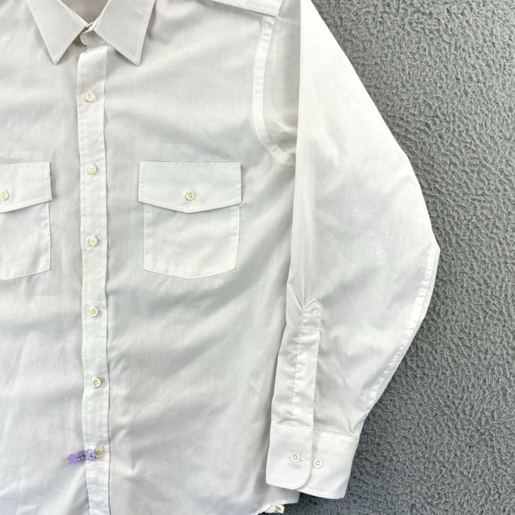 Arrow VINTAGE Arrow Shirt Mens L White Striped 70s Button Up Collared Long Sleeve Dress Shirt USA Size US L / EU 52-54 / 3 - 5 Thumbnail