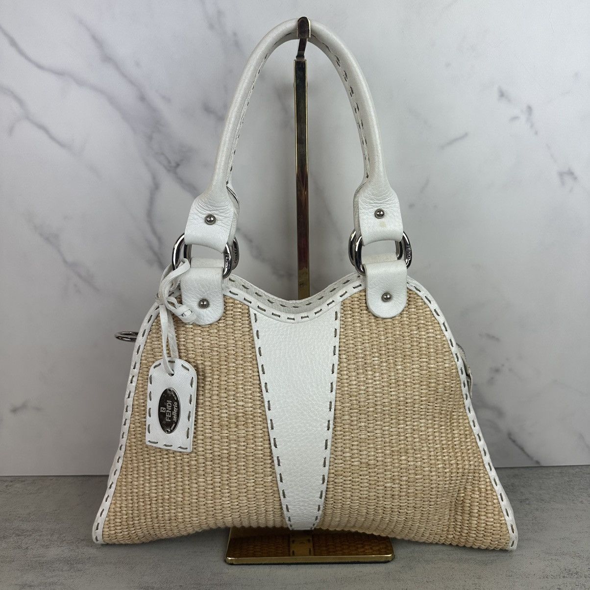Fendi Fendi Small Raffia Selleria Trapezio Hobo Bag Size ONE SIZE - 1 Thumbnail