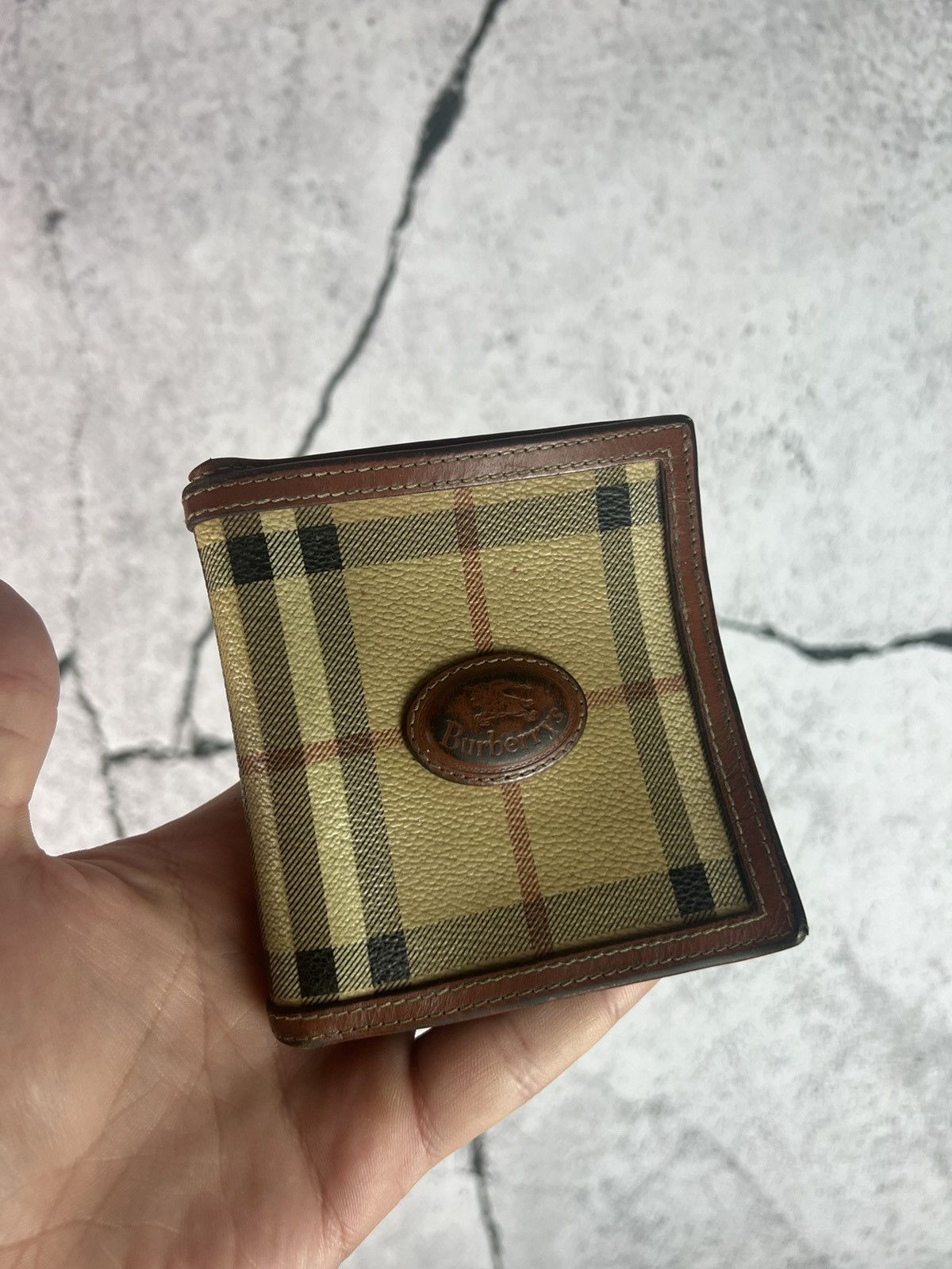 image of Vintage Burberry Nova Check Haymarket Bifold Leather Wallet, Men's