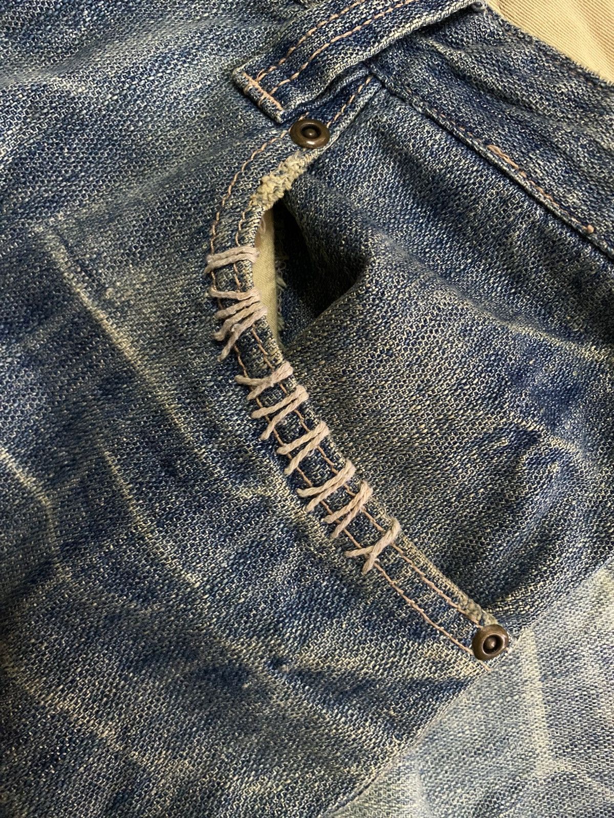 If Six Was Nine 🔥 HOT🔥 DISTRESSED PatchWk Boro Denim Avant Garde Punk Gothic Size US 34 / EU 50 - 10 Thumbnail