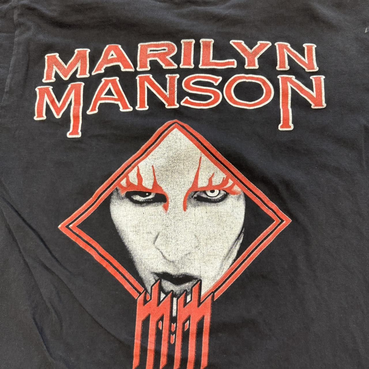 Vintage Vintage 90s Marilyn Manson Huge Face Band T-Shirt Size US L / EU 52-54 / 3 - 7 Thumbnail
