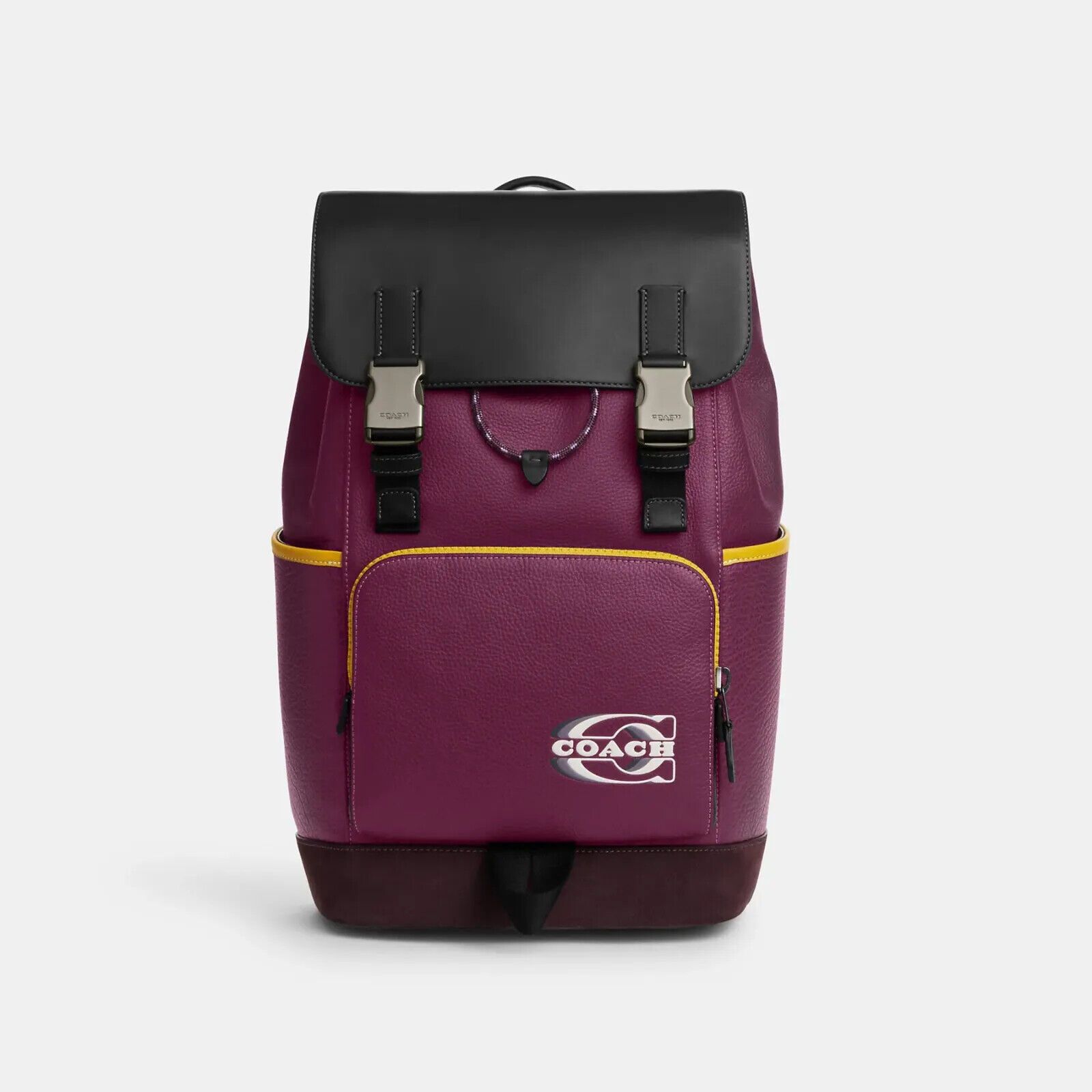 image of Coach Track Backpack In Color Block Signature Canvas, Men's