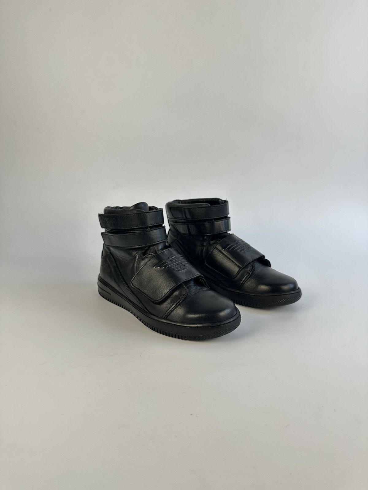 Armani ARMANI JUNIOR Black Leather High Top Ankle Boots Sneakers 37 Size US 7 / IT 37 - 1 Thumbnail