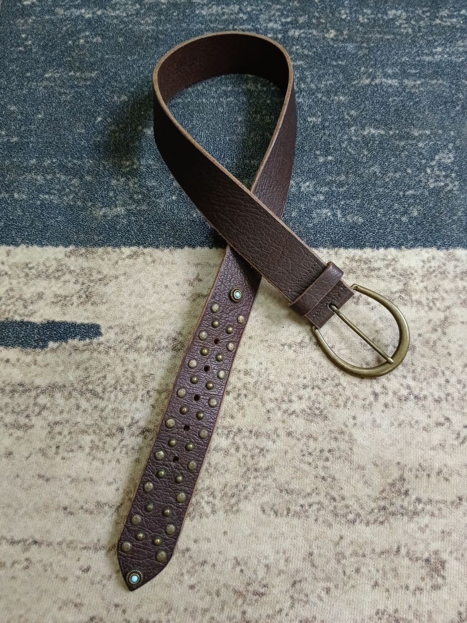 Leather BOSCH MADE IN ITALY STUDDED LEATHER BELT(SIZE 27-31 INCH) Size ONE SIZE - 3 Thumbnail