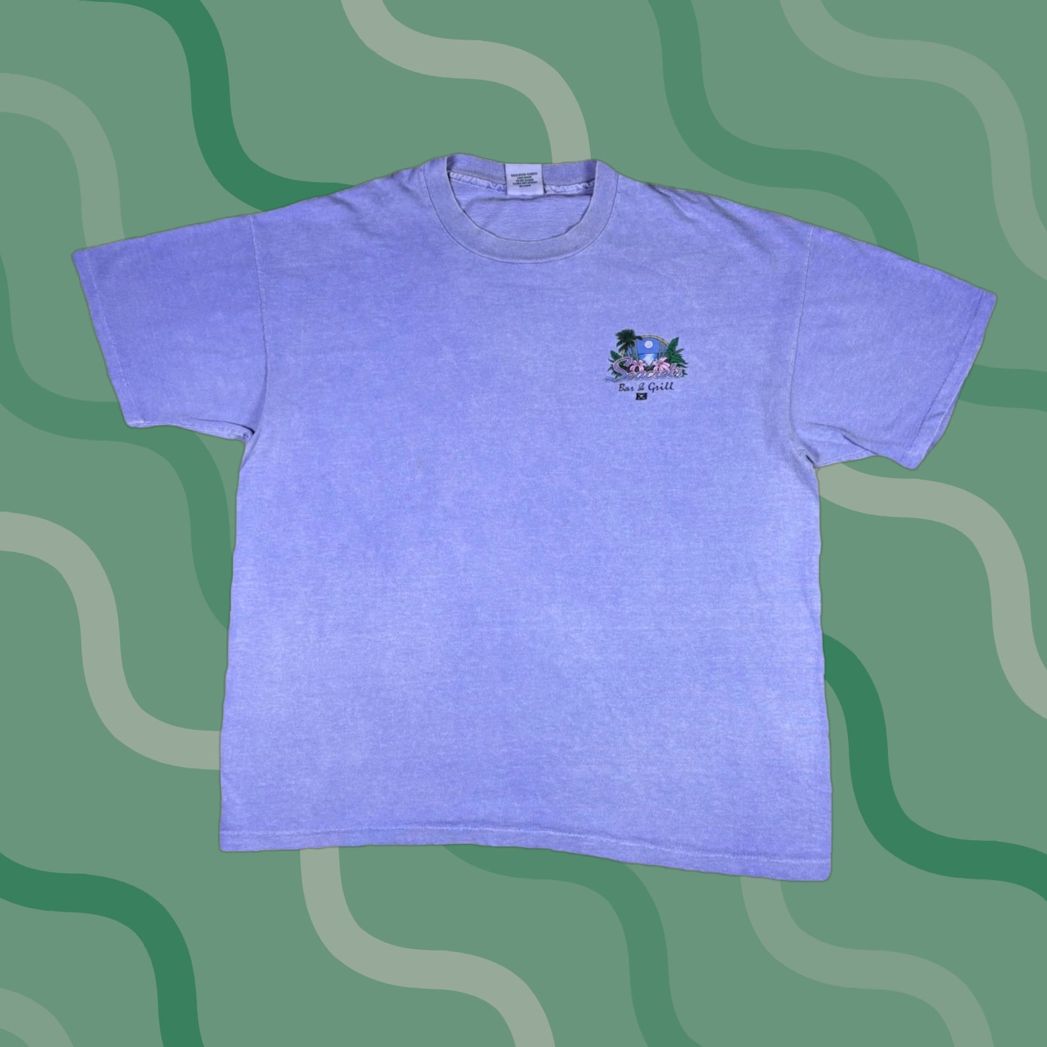 Anvil VINTAGE Seacrets Bar Promo T Shirt Purple Dyed Single Stitch Adult XL 1990s Art Nike? Size US XL / EU 56 / 4 - 1 Thumbnail