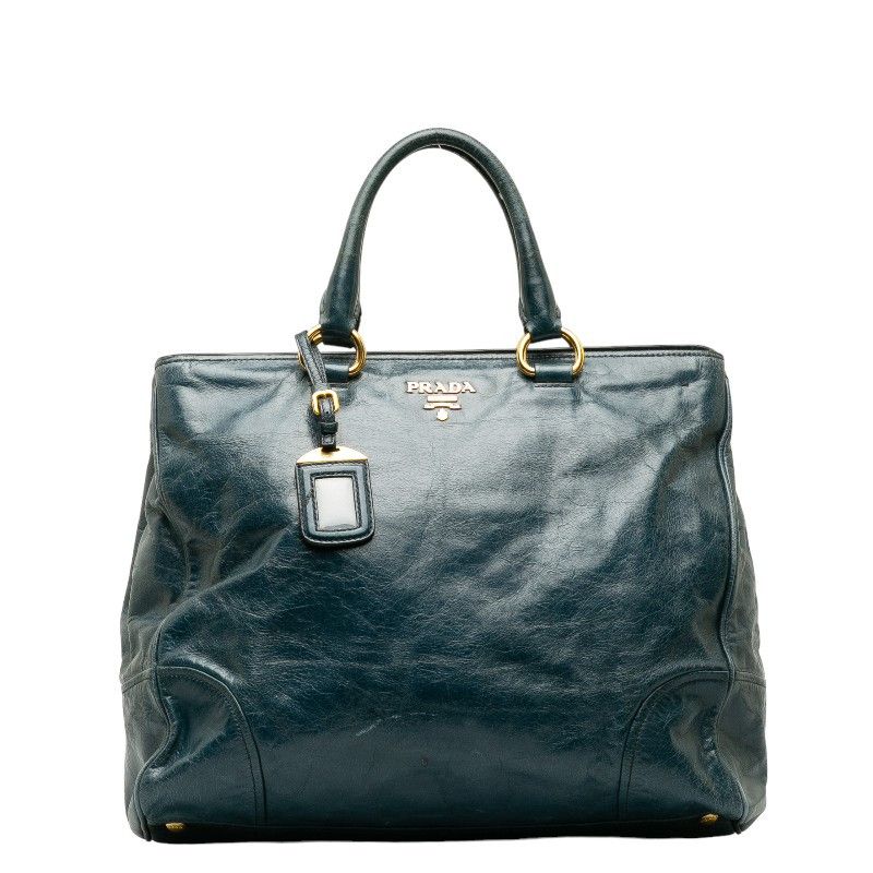 image of Prada Vitello Shine Tote in Blue, Women's