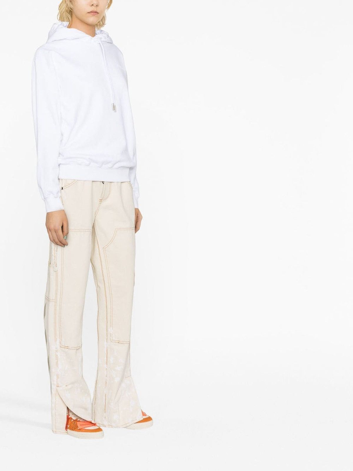 Off-White o1gr1nt1124 Diag Regular Hoodie in White Size XS / US 0-2 / IT 36-38 - 2 Thumbnail