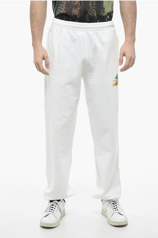 image of Off White Cotton Brush Arrow Sweatpants With Graphic Print in White, Men's (Size 32)