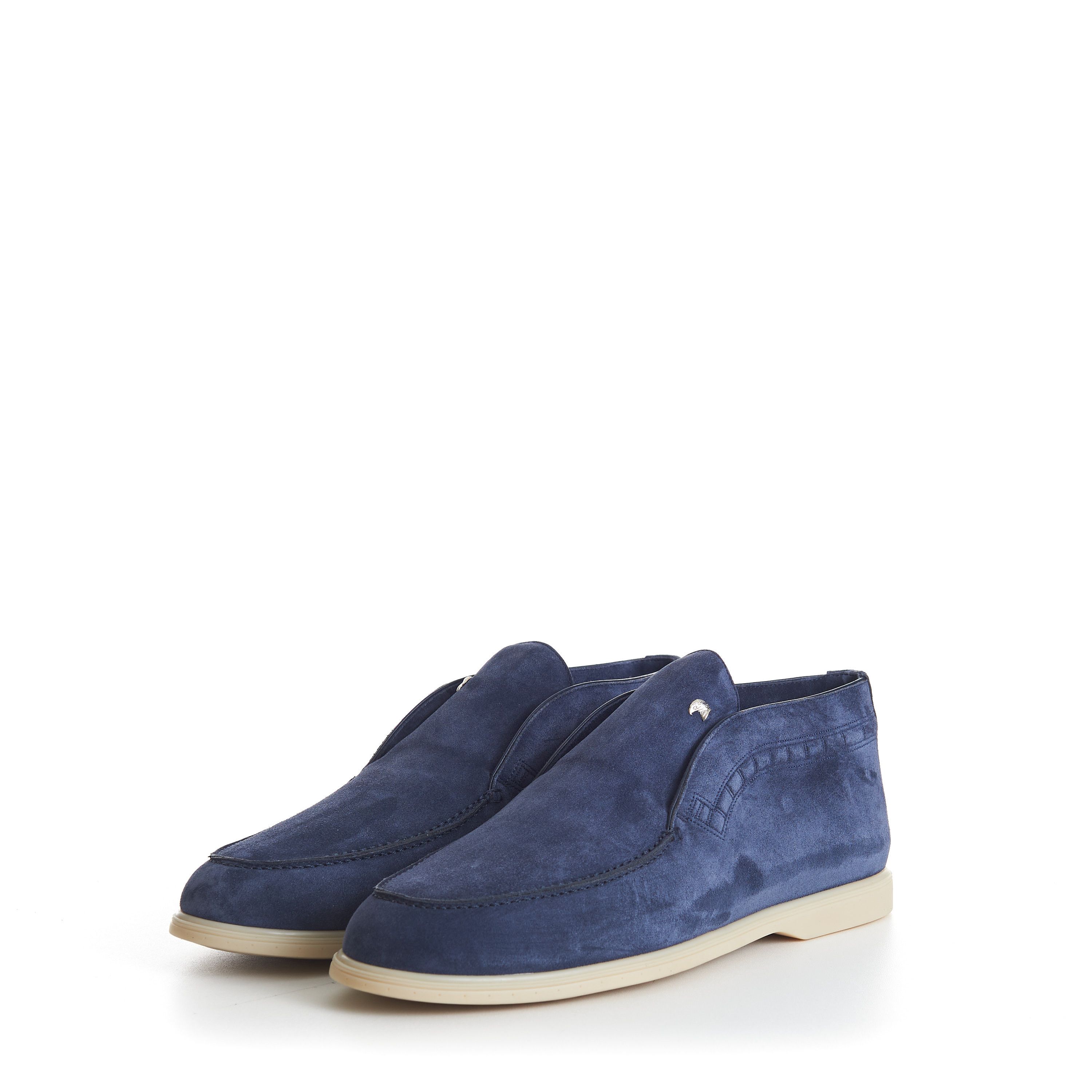 Stefano Ricci Blue Suede Slip-On Ankle Boots - Eagle Head Application Size US 9.5 / EU 42-43 - 4 Thumbnail