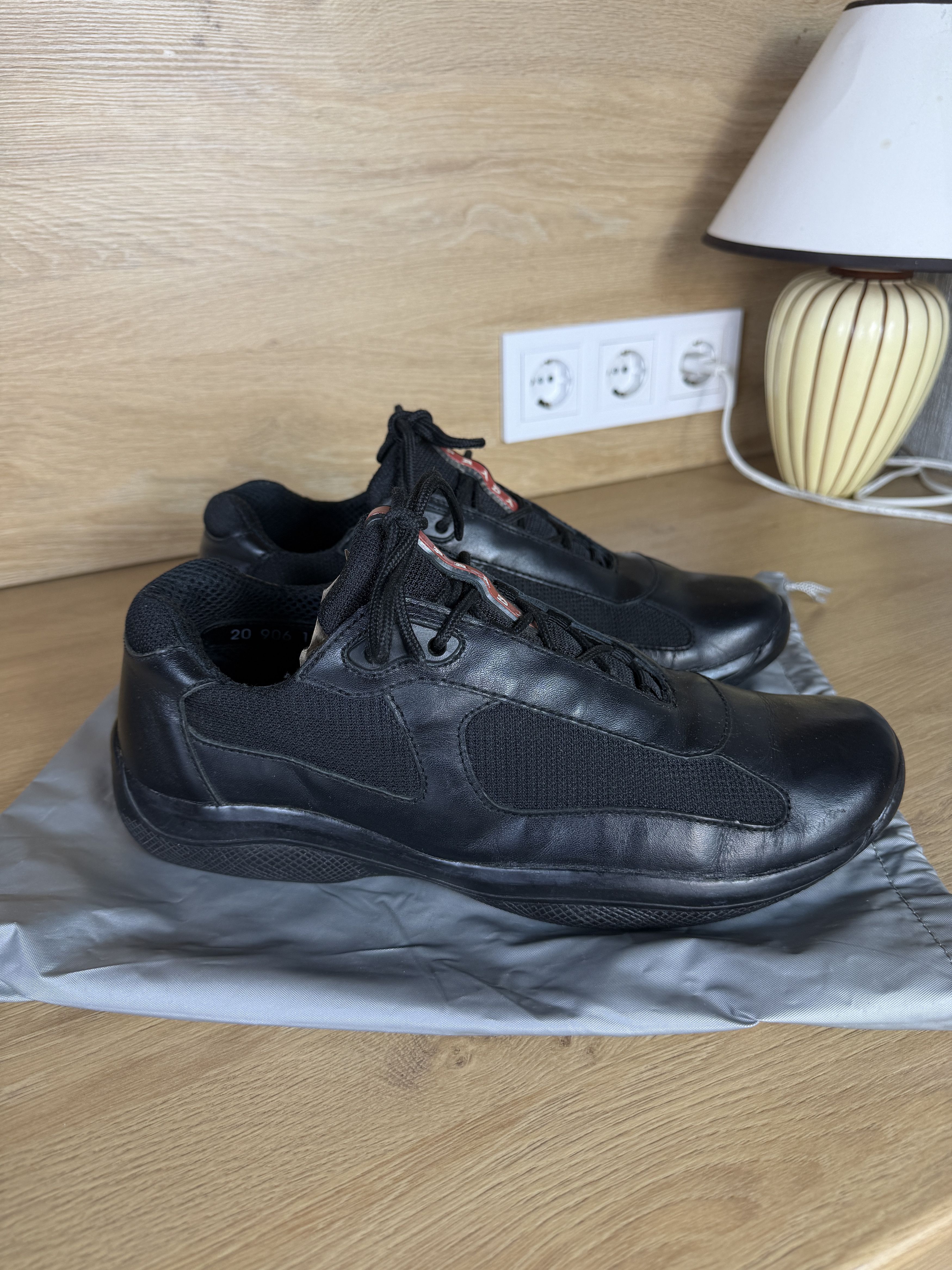 Prada Rare Prada Americas Cup Black Leather Sneakers red tab Size US 11.5 / EU 44-45 - 2 Thumbnail