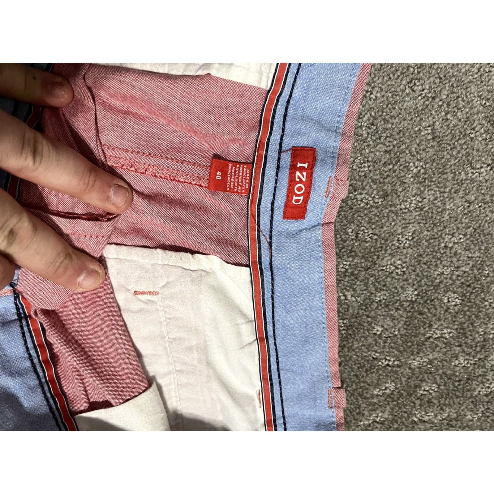 Izod VINTAGE IZOD Shirt Men Solid Flat Front Chino 40 Red, 9.5 Inseam, Size 40, Adults Mens Size US 40 / EU 56 - 4 Thumbnail