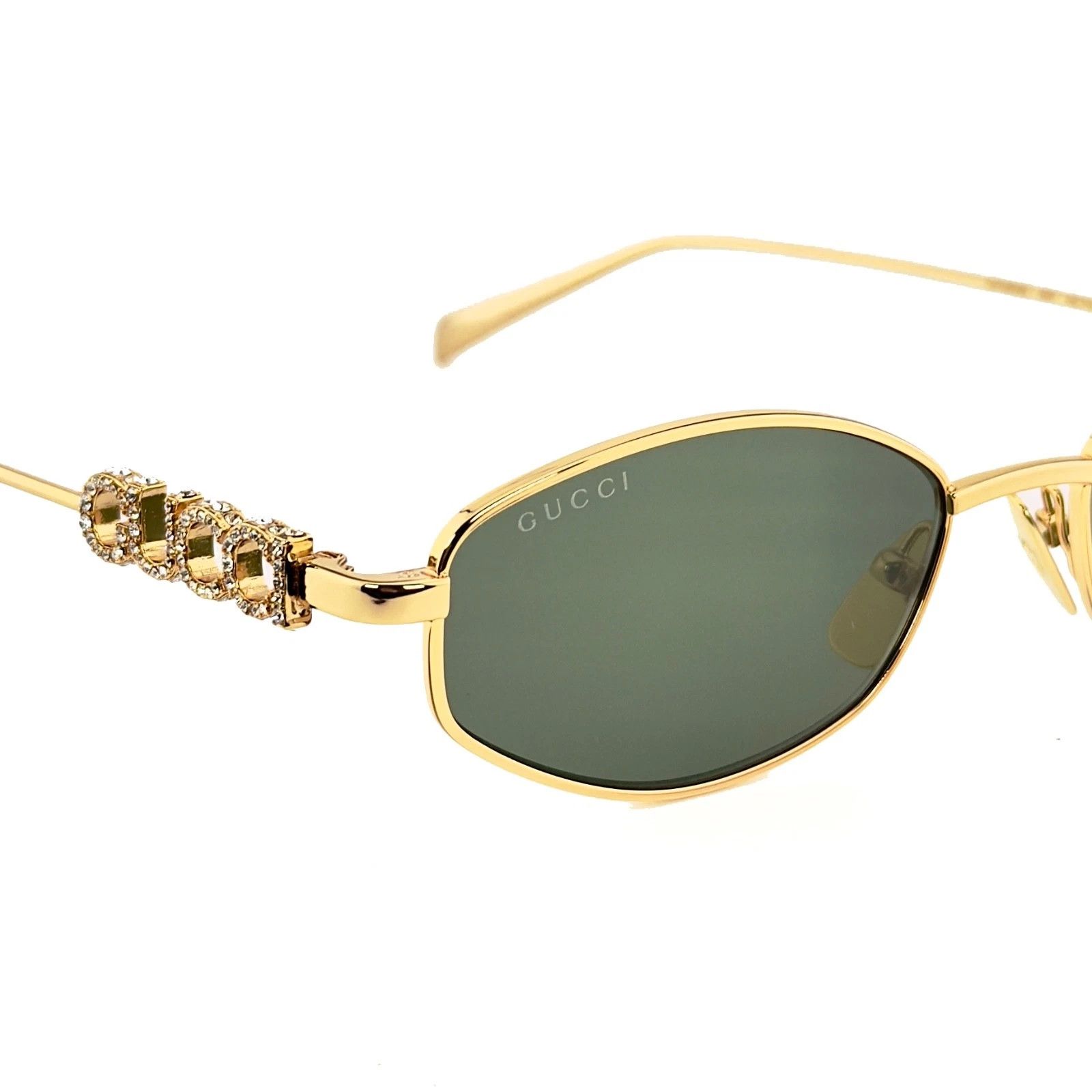 Gucci GUCCI 1802 Gg1802S Gold Green Oval Narrow Crystal Logo 001 Size ONE SIZE - 8 Thumbnail