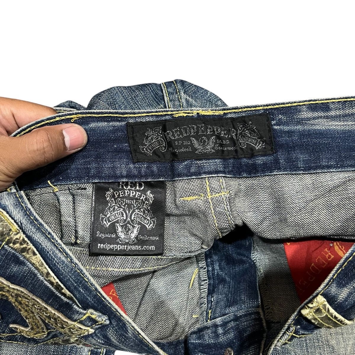 Seditionaries RedPepper Denim Snake Skin Patch Faded Pant Size US 32 / EU 48 - 14 Thumbnail