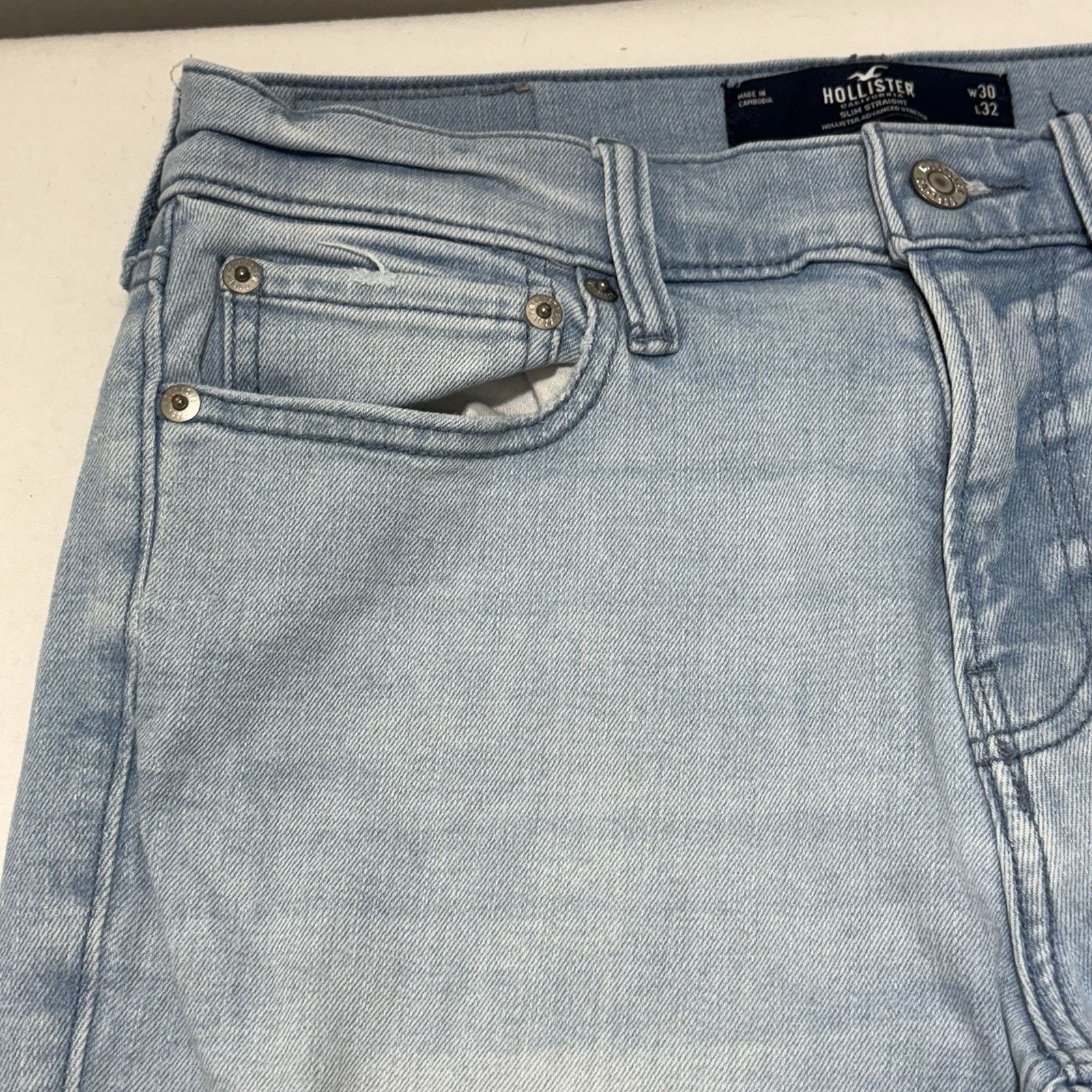 Hollister Hollister 30x31 Slim Straight Leg Jeans Ripped Stretch Blue Size 30" / US 8 / IT 44 - 4 Thumbnail