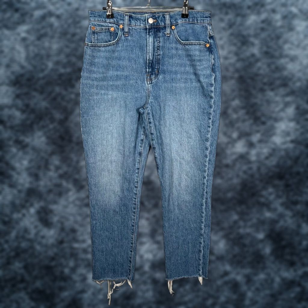 Madewell Madewell Womens Size 29 The Perfect Vintage Jean Blue Denim Frayed Hem Jeans 5-Pocket Design Regular Straight Size 29" - 1 Thumbnail