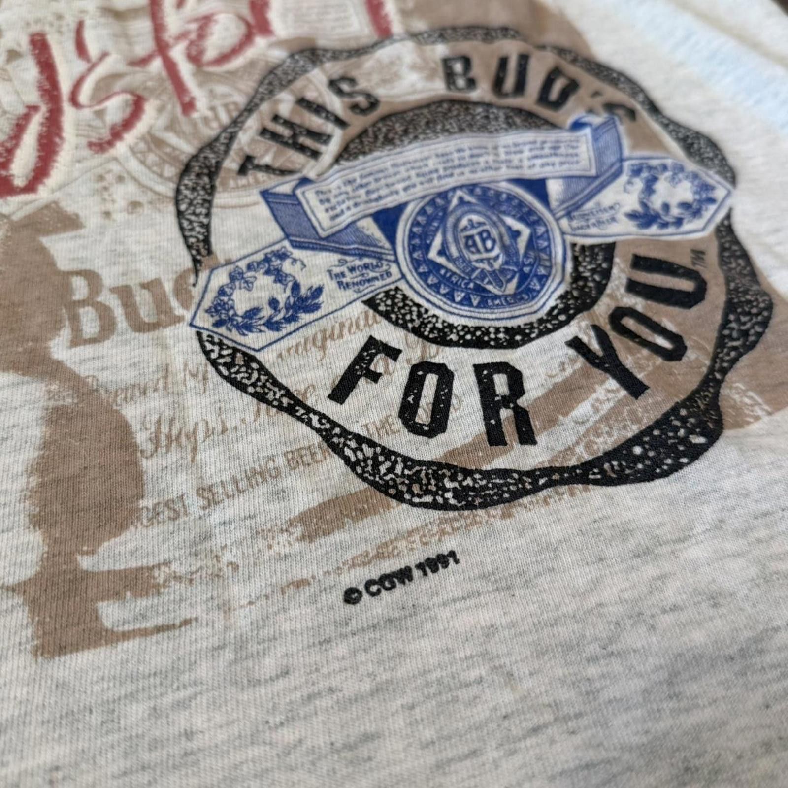 Fruit Of The Loom Vintage Budweiser this buds for you t shirt 1991 L Size US L / EU 52-54 / 3 - 4 Thumbnail