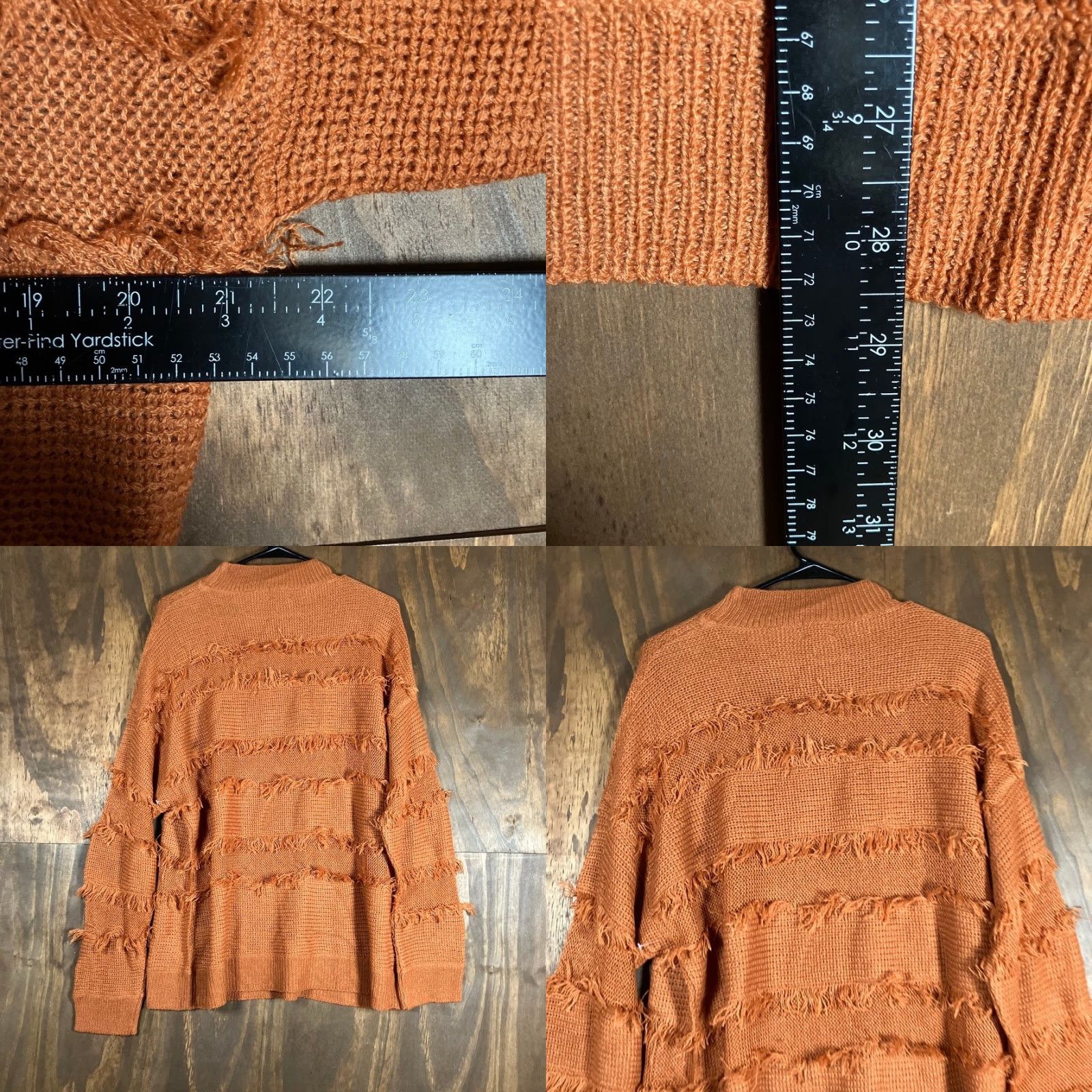 BKE VINTAGE BKE Womens Sweater Orange Fringe Mock Neck Long Sleeve Soft Knit Medium Size M / US 6-8 / IT 42-44 - 8 Thumbnail