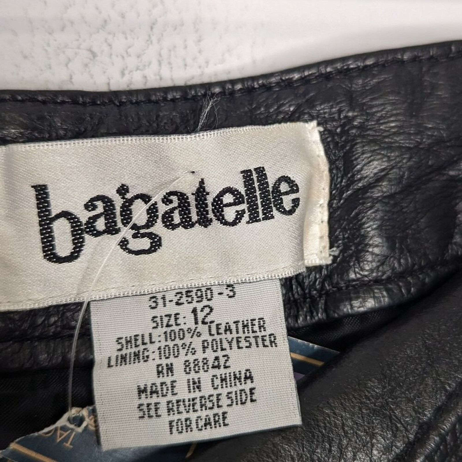 Vintage Bagatelle Vintage 90s Black Leather Pants High Waist Size 12 Size 34" / US 12 / IT 48 - 3 Thumbnail