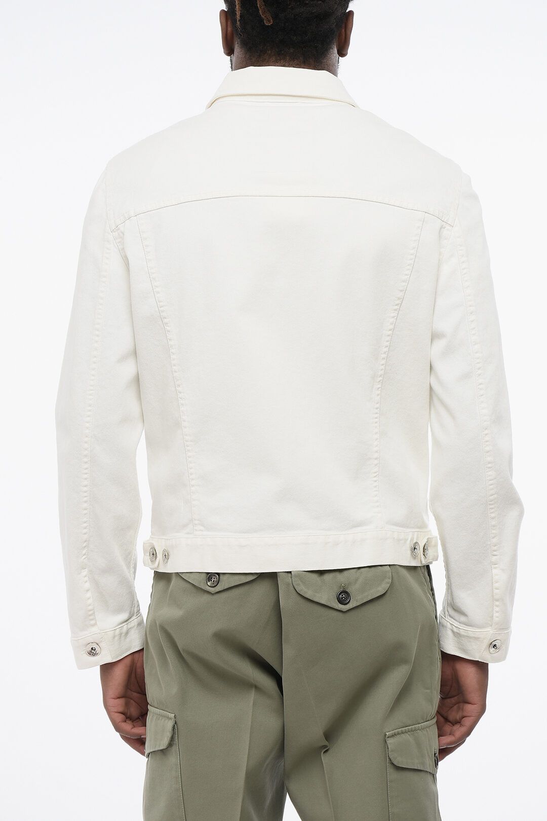 Brunello Cucinelli og1mm0725 Denim Saharan Jacket in White Size US M / EU 48-50 / 2 - 2 Thumbnail