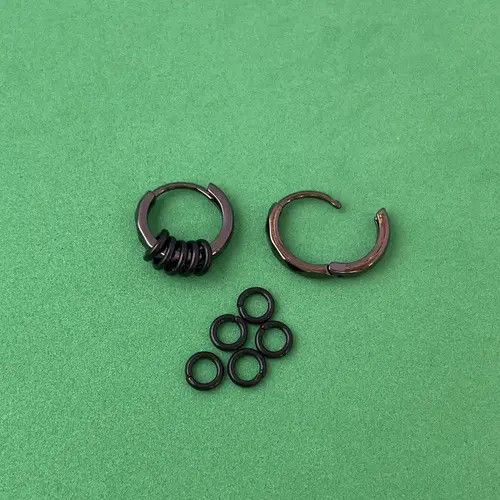 Designer × Sterling Silver Small Hoop Earrings for Men Women,Black Hoop Earrings Size ONE SIZE - 4 Thumbnail