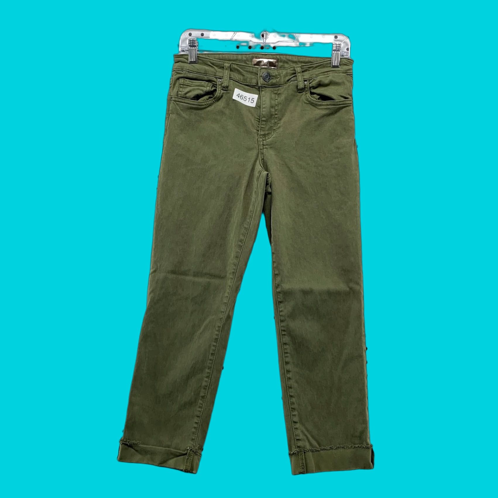 Vintage KUT from the Kloth Amy Crop Straight Leg Pants Womens 6 Olive Green Stretch 28x22.5 Size 28" / US 6 / IT 42 - 1 Thumbnail