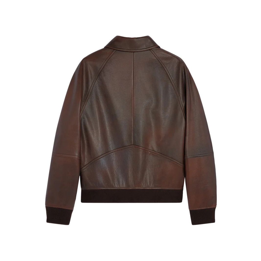 Celine CELINE $6900 Dark Brown Leather Bomber Jacket New & Authenti Size US L / EU 52-54 / 3 - 2 Thumbnail