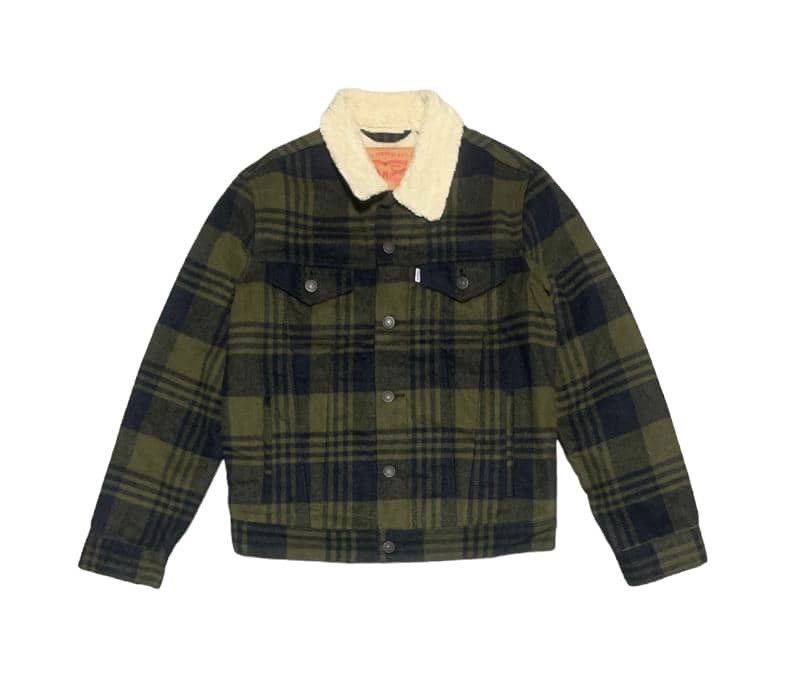 Levi's men's sherpa trucker jacket red tibetan plaid sale
