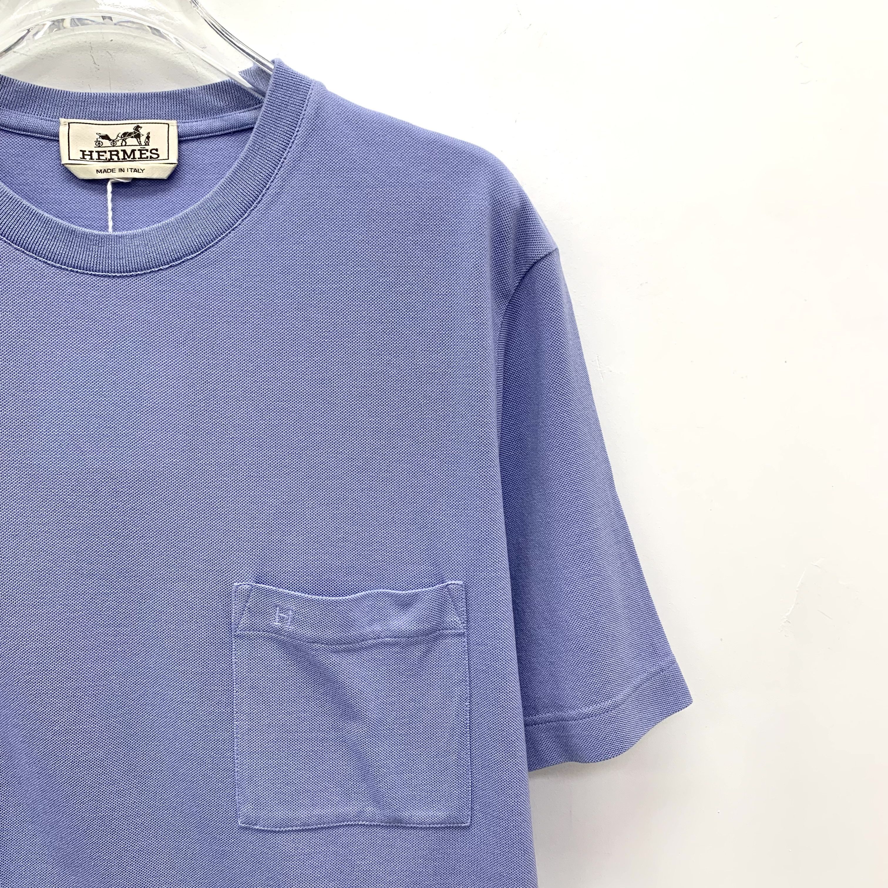 Hermes Hermes Pocket H Embroidered Cotton T-Shirt Blue (M) Size US M / EU 48-50 / 2 - 3 Thumbnail