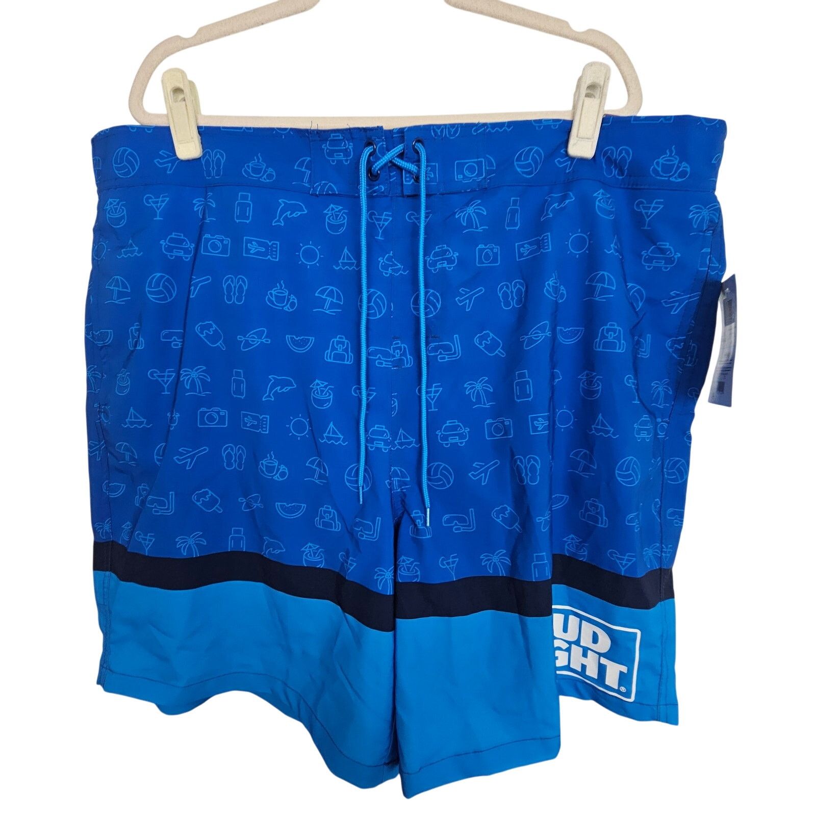 Budweiser NEW Bud Light Swim Trunks Blue Swim Shorts 2XL Size US 43 - 1 Thumbnail