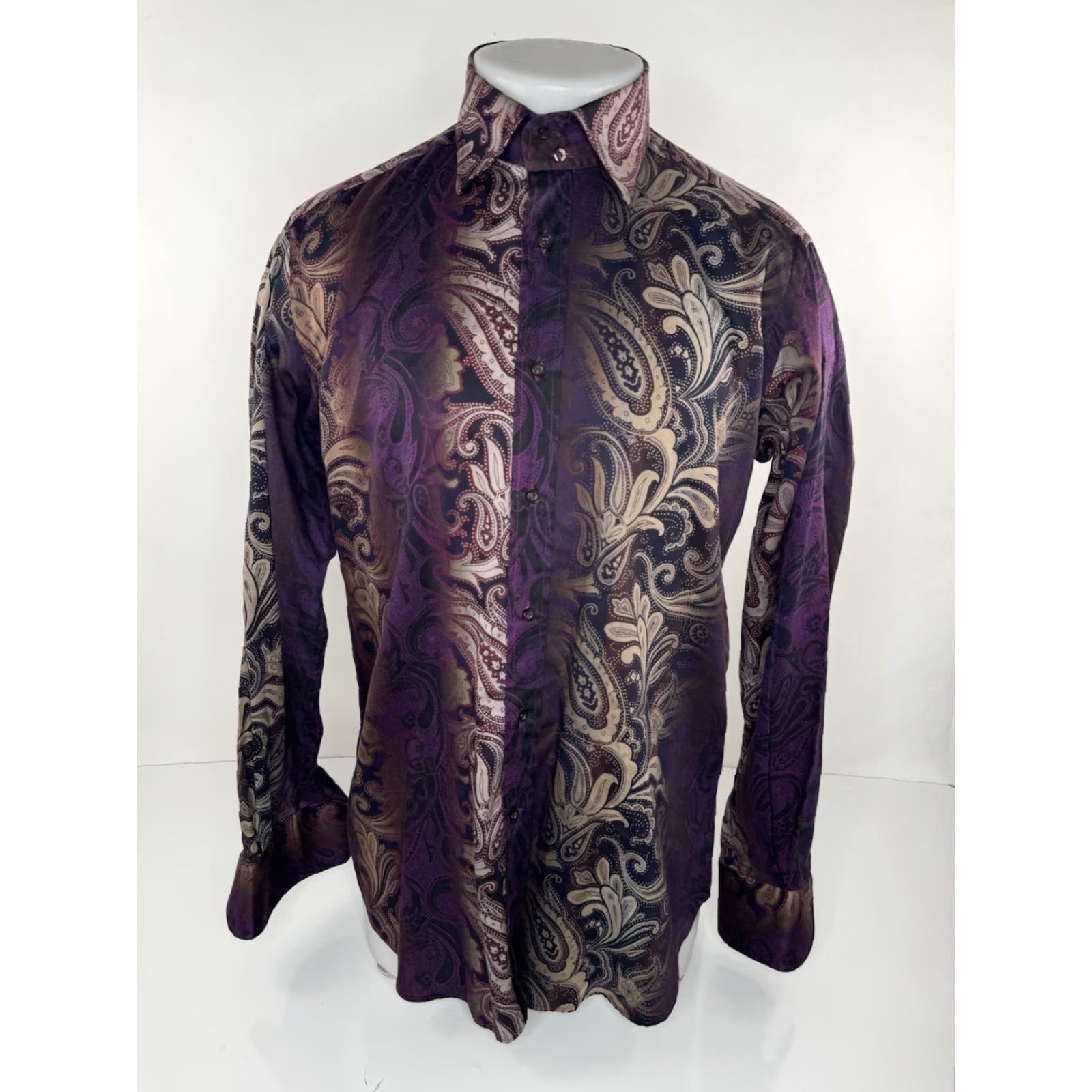 Etro ETRO Italy - Paisley Shirt Mens 41 Button-Up Long Sleeve 32.5" L 22" Pit Multicolor 19" Shoulder 32.5" Length Mens Shirt Size US L / EU 52-54 / 3 - 2 Thumbnail