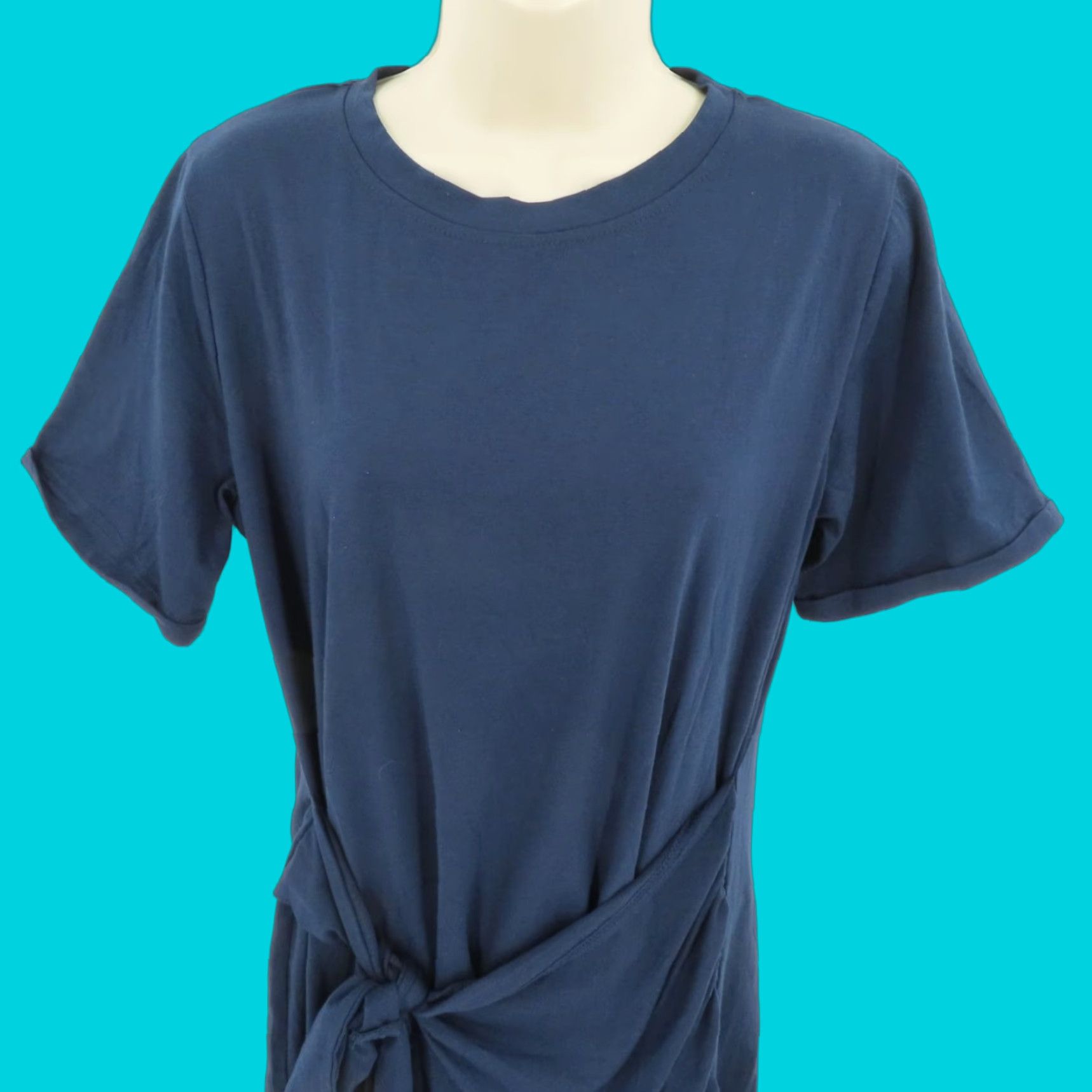 Vintage Halara Womens XL Everyday Tie Knot Ruched Mini Chill Dress Belle Solid Blue NEW Shirt Dress Womens XL Blue Belle Solid New Size XL / US 12-14 / IT 48-50 - 1 Thumbnail