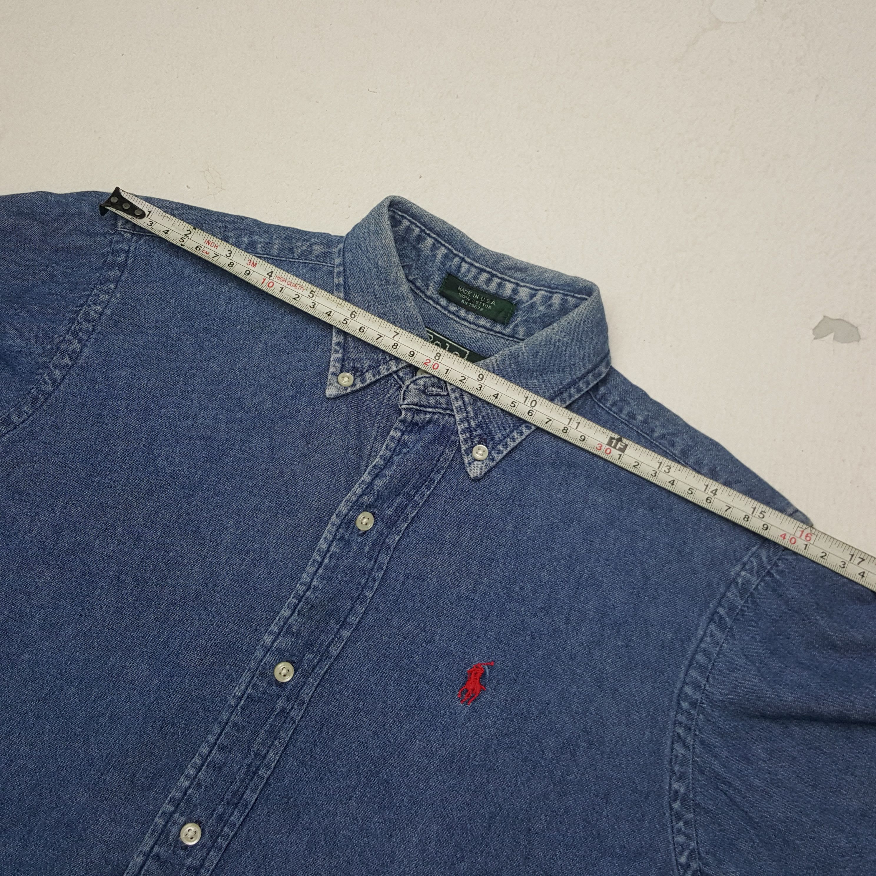 Designer × Polo Ralph Lauren × Vintage Vintage Polo Ralph Lauren American Denim Shirt Button Up Size US M / EU 48-50 / 2 - 5 Thumbnail