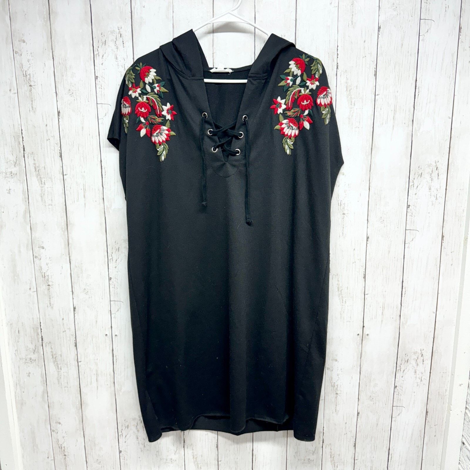 Other ee:some Dress Large Sweater Mini Floral Stitch Short Sleeve Size L / US 10 / IT 46 - 1 Thumbnail