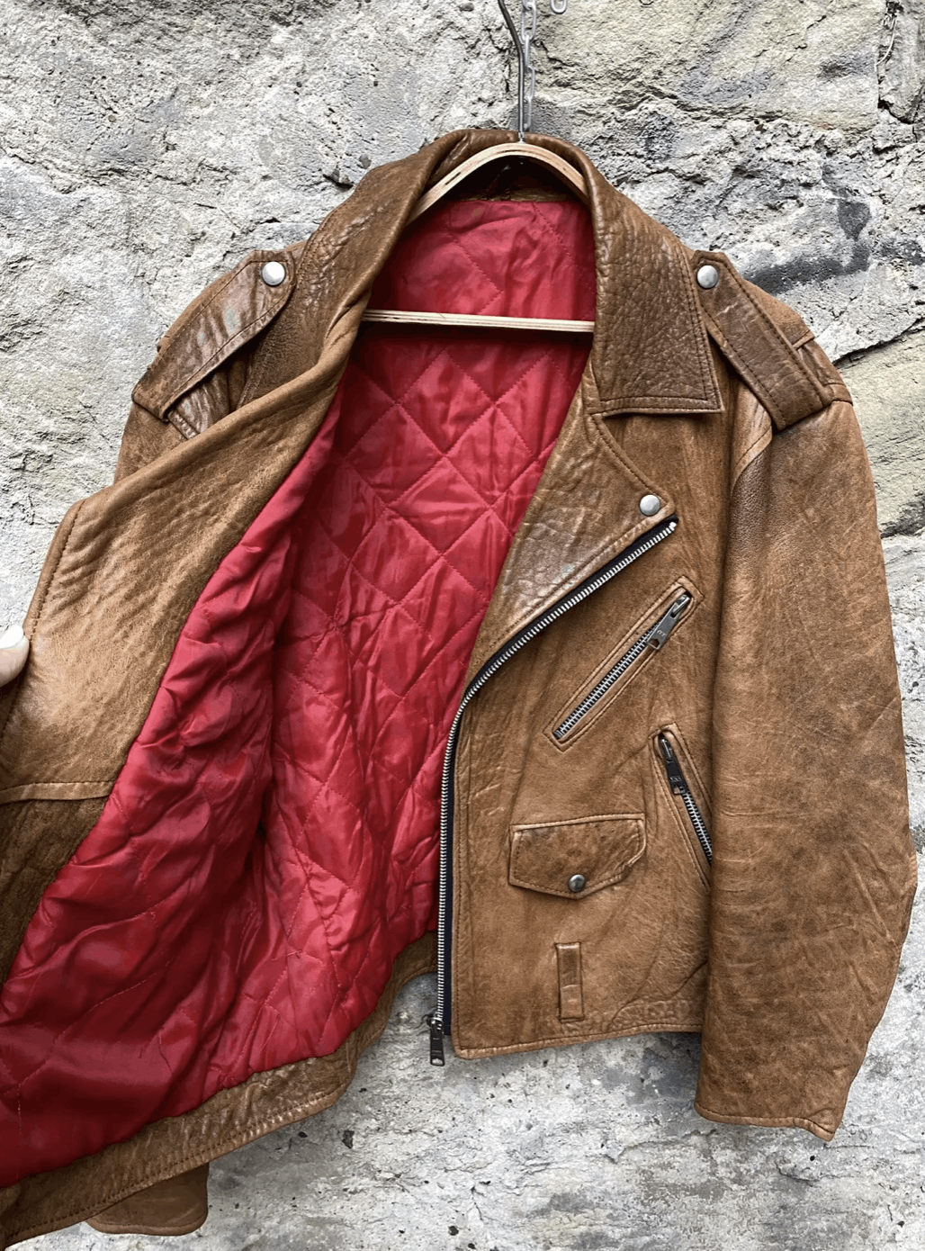 Vintage Vintage 80s Punk Brown Distressed Leather Biker Jacket Size US L / EU 52-54 / 3 - 4 Thumbnail
