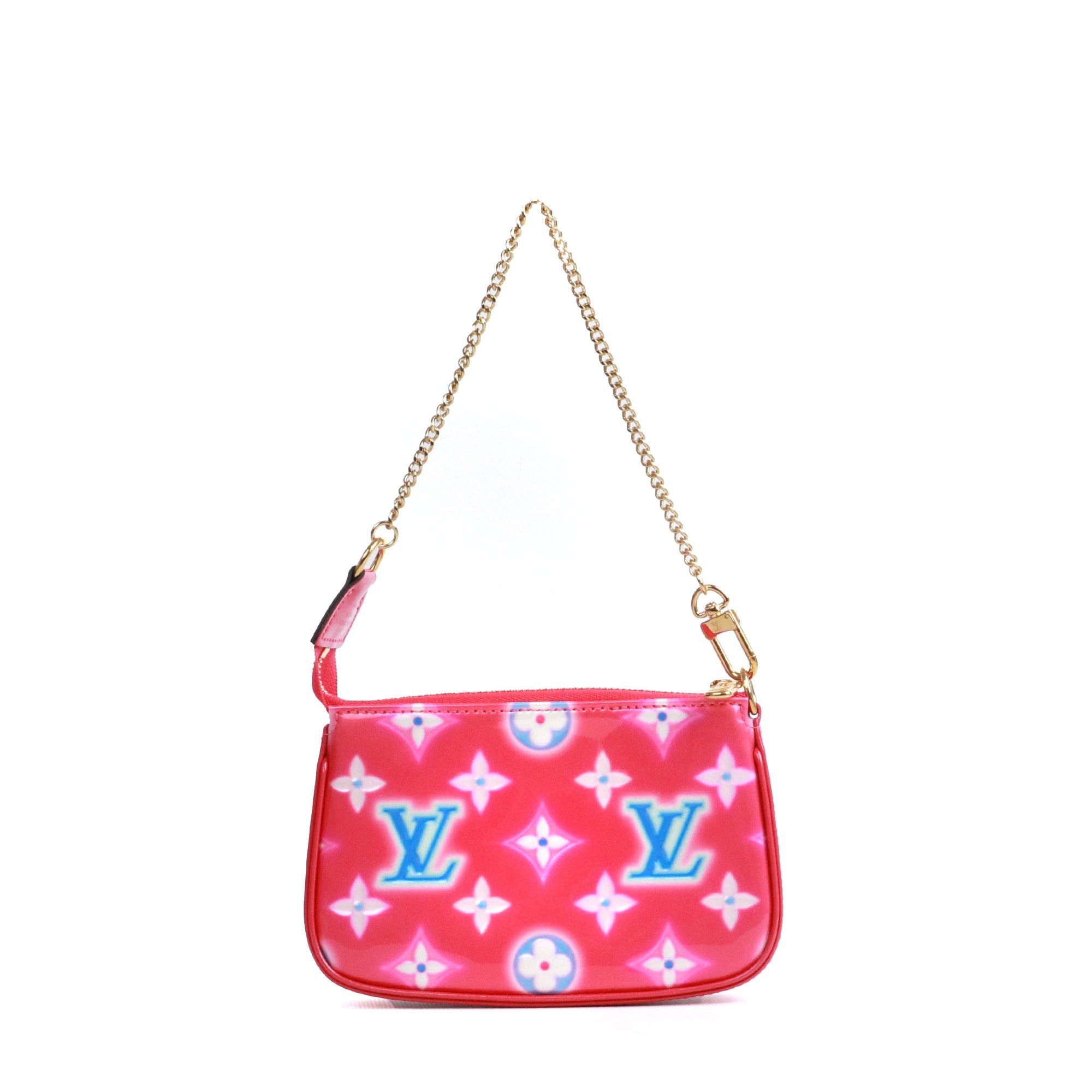 Louis Vuitton LOUIS VUITTON - Mini Louis Vuitton Limited Edition Accessory Pochette Bag in pink patent leather Size ONE SIZE - 1 Thumbnail