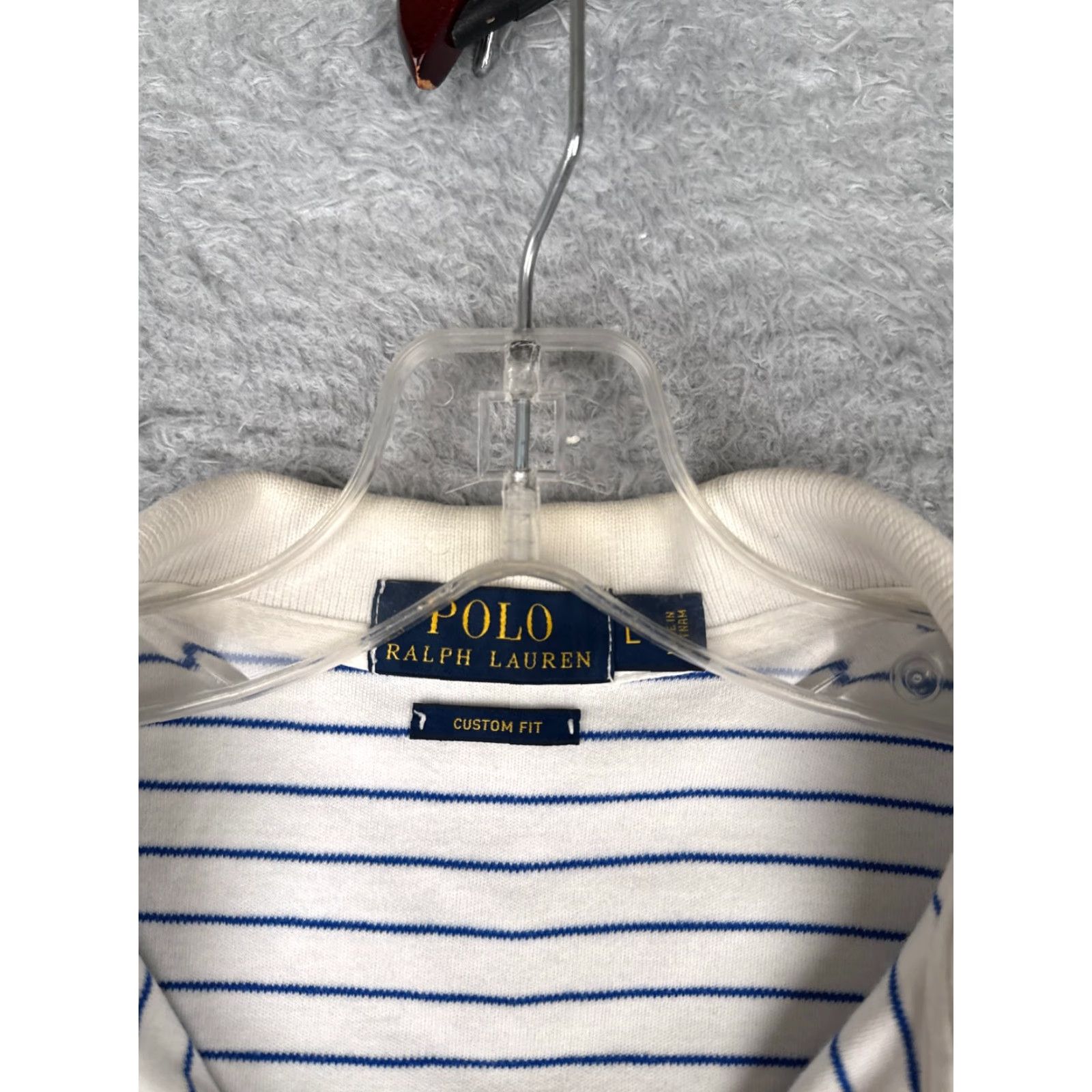 Ralph Lauren VINTAGE Polo Ralph Lauren Shirt Men Large Blue White Stripe 100% Cotton Slim Fit Short Sleeve 40" Chest Mens Size US L / EU 52-54 / 3 - 7 Thumbnail