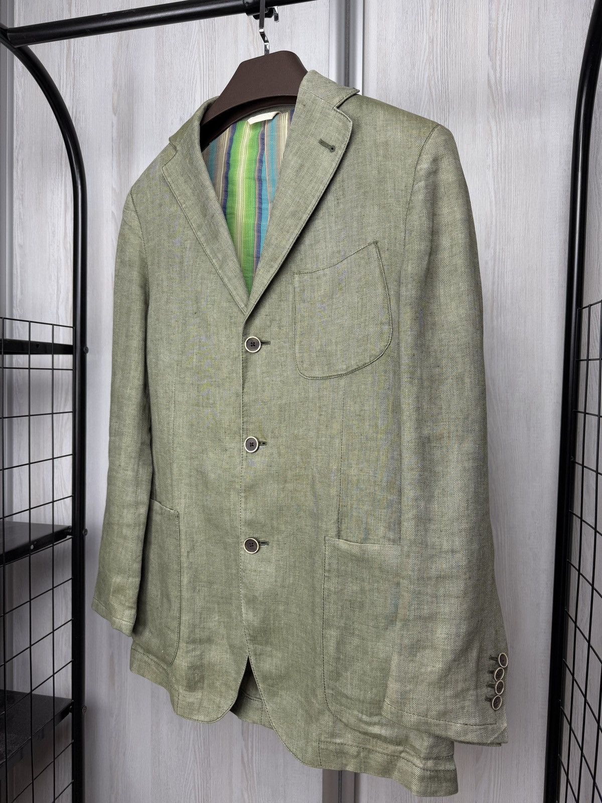 Lardini Lardini Pure Linen Multicolor Striped lining 3 button blazer Size 38R - 5 Thumbnail