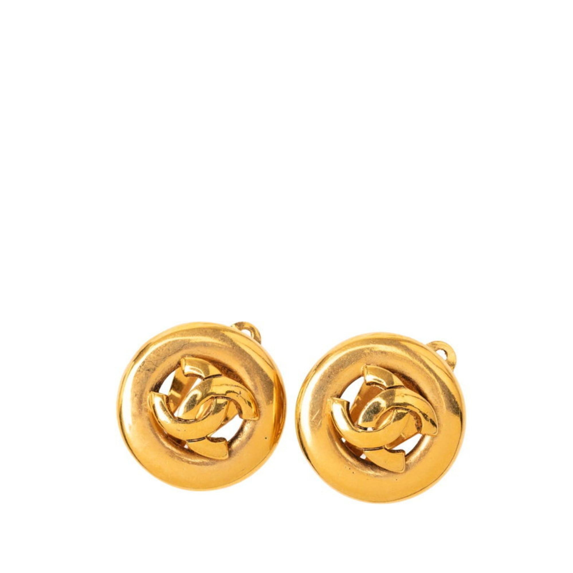Chanel CHANEL Coco Mark Earrings, Gold Plated, Women's, Size ONE SIZE - 1 Thumbnail