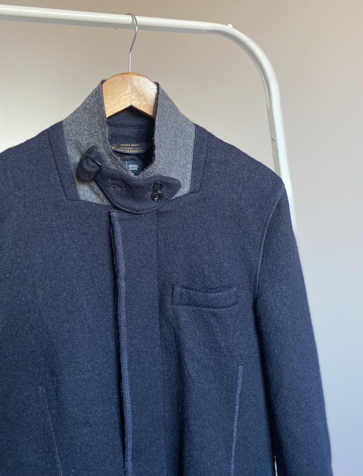 Armani Armani Jeans Wool Coat Navy Long Jacket Size US S / EU 44-46 / 1 - 13 Thumbnail