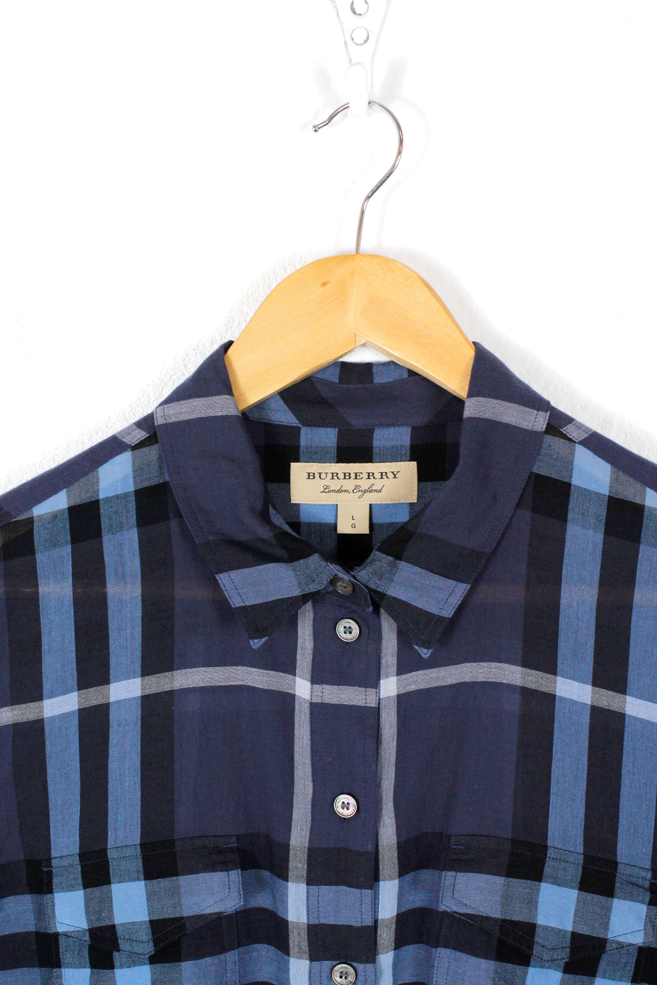 Burberry × Burberry Prorsum Womens Burberry Transparent Blue Nova Check Shirt L Size L / US 10 / IT 46 - 3 Thumbnail