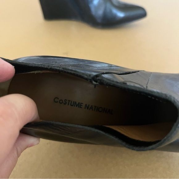 Costume National Costume National Fall 14 Wedge Slit Heel Pointy Toe Booties Size US 9 / IT 39 - 9 Thumbnail