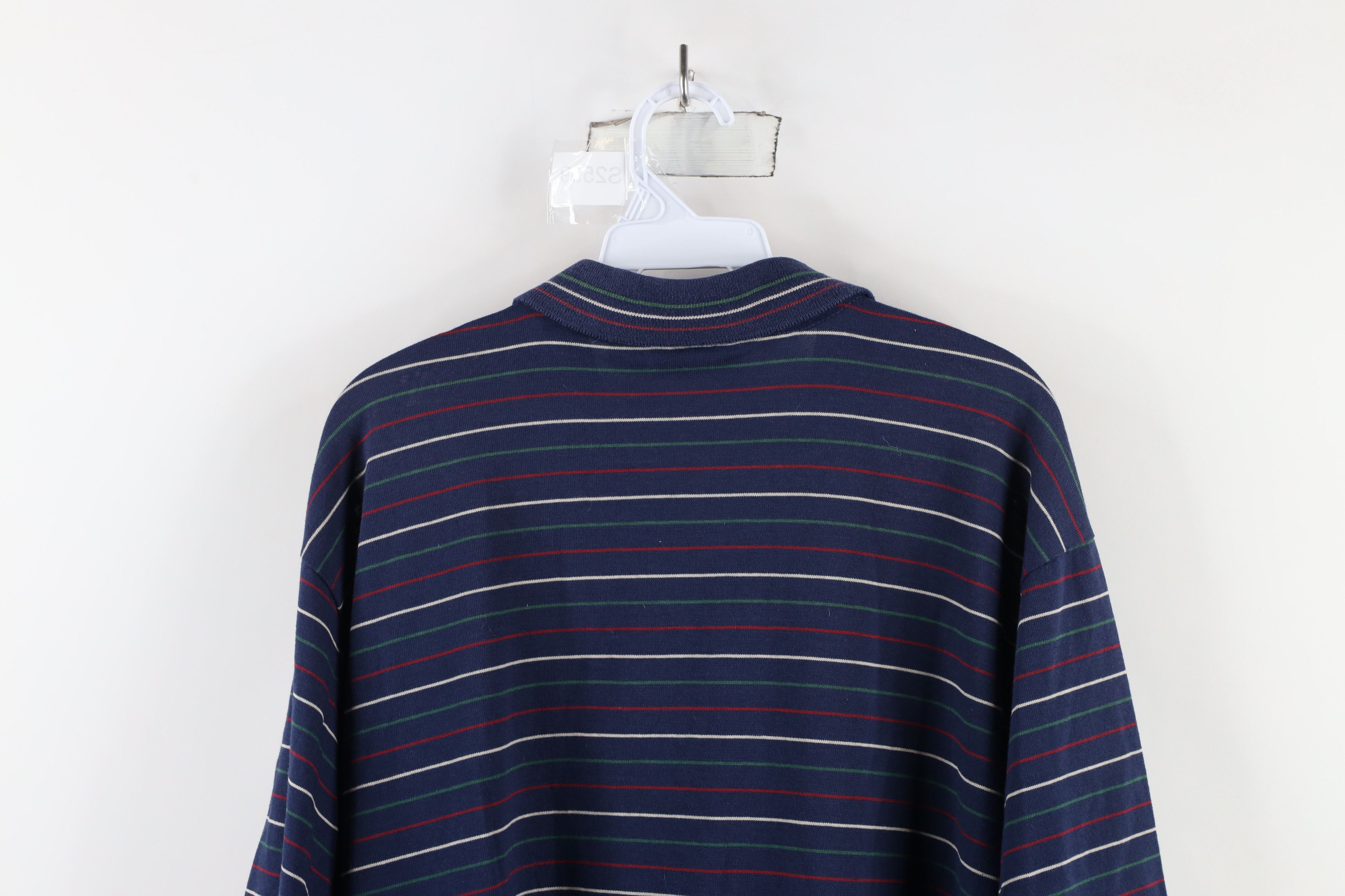 Vintage Vintage 90s Streetwear Pinstriped Knit Polo Shirt USA Size US XXL / EU 58 / 5 - 13 Thumbnail