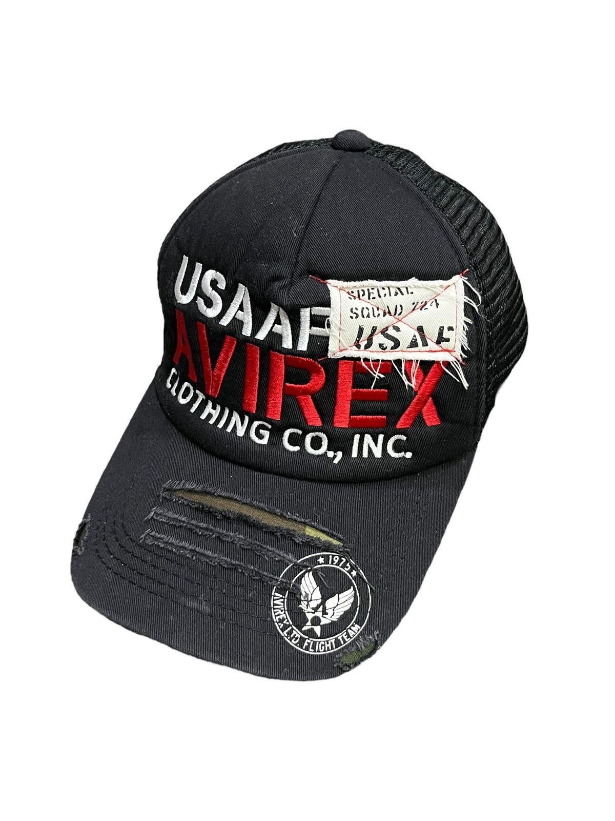 Avirex × Vintage 💥Vintage AVIREX RED SPELLOUT Distressed Trucker Hat Size ONE SIZE - 2 Thumbnail