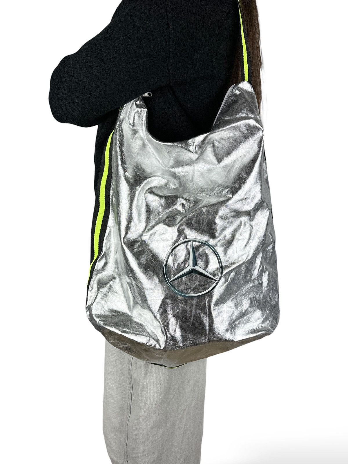 BREE BREE Mercedes Benz Silver Metallic Shopper Bag Size ONE SIZE - 12 Thumbnail