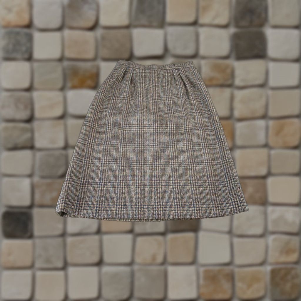 Brooks VINTAGE David Brooks Wool Check Midi Skirt Womens Size 8 Brown A-Line Casual Size 30" / US 8 / IT 44 - 1 Thumbnail