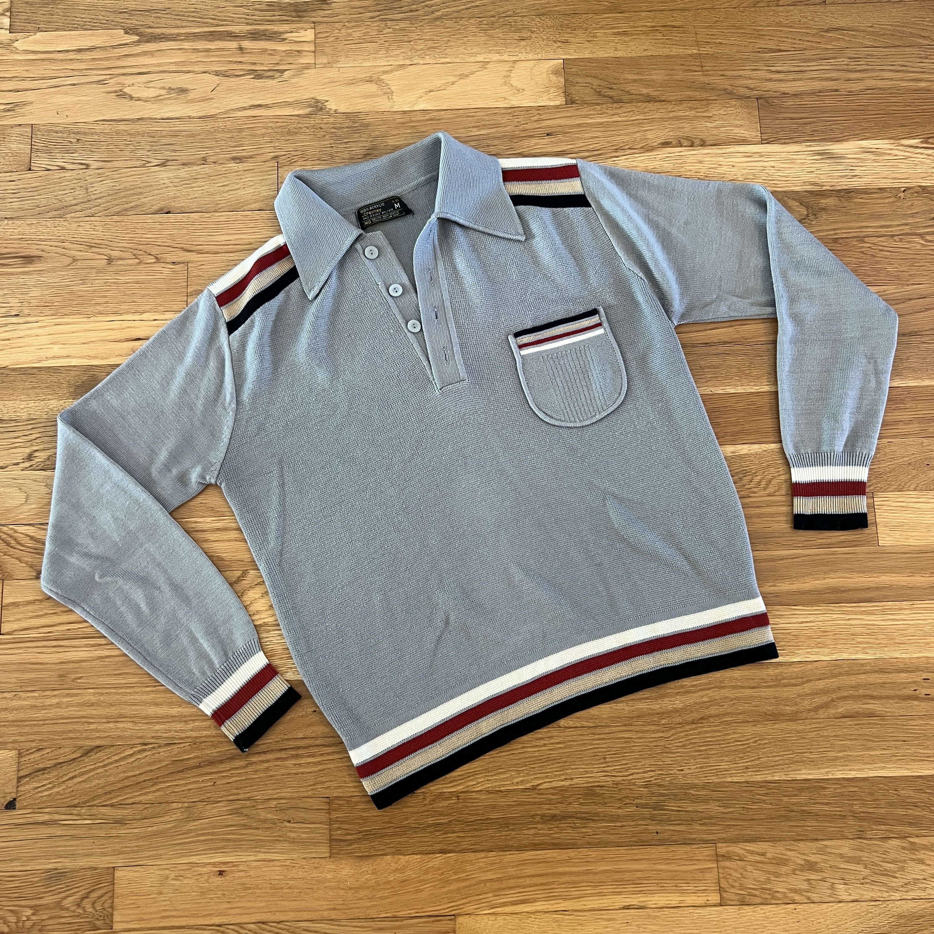 JCPenney Vintage 70s Long-Sleeved Point-Collar Grey Pocket Shirt Size US M / EU 48-50 / 2 - 1 Thumbnail