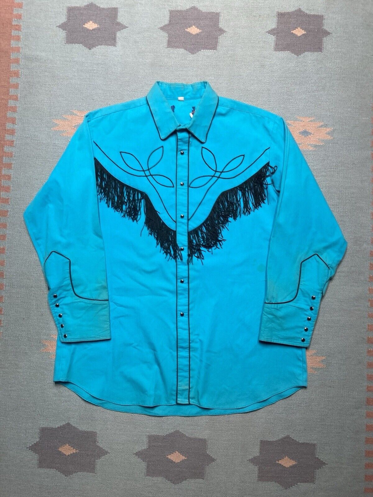 Vintage × Wrangler Wrangler Pearl snap shirt fringe tassels western cowboy XL Size US XL / EU 56 / 4 - 1 Thumbnail