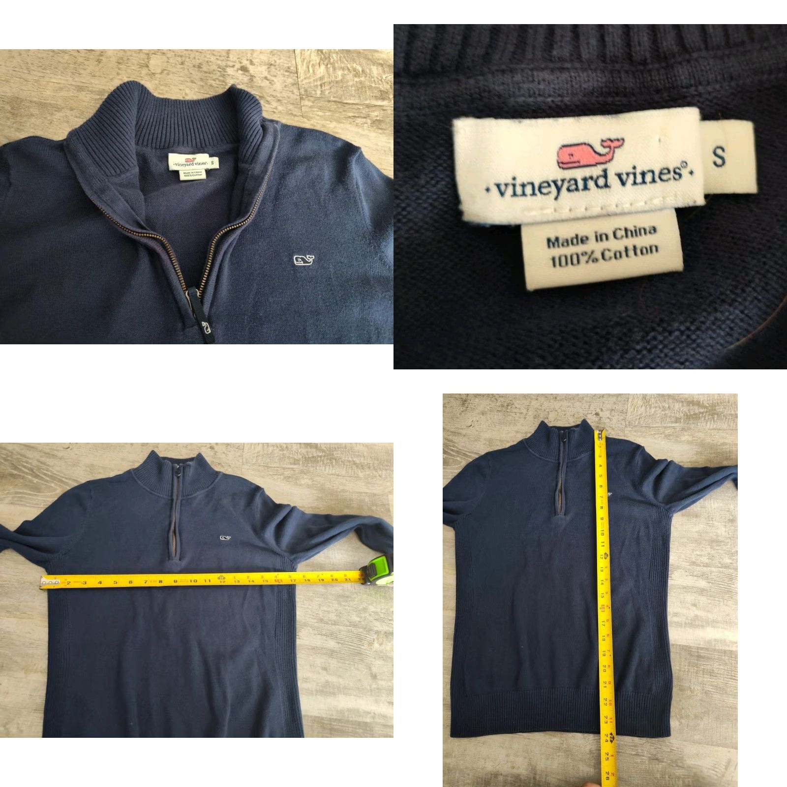 Vineyard Vines VINTAGE Vineyard Vines Women's Sweater Quarter Zip Pullover Long Sleeve Blue Cotton Slim Fit Size S Size S / US 4 / IT 40 - 8 Thumbnail